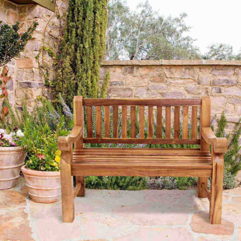 Kingsbridge Premium Teak Two Seat Garden Bench - Kingsbridge Premium Teak Garden Patio Two Seat Bench